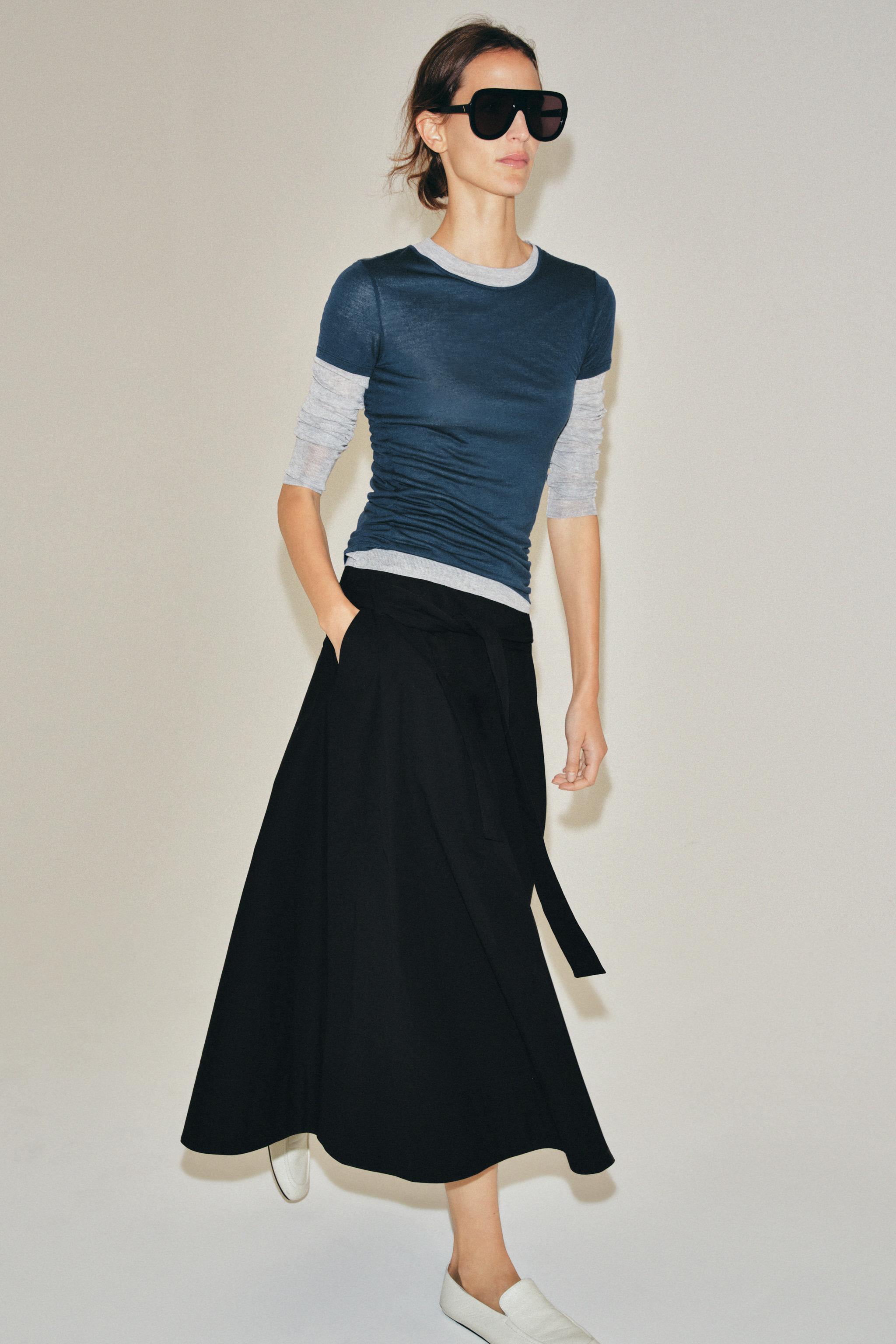 ZW COLLECTION BELTED MIDI SKIRT